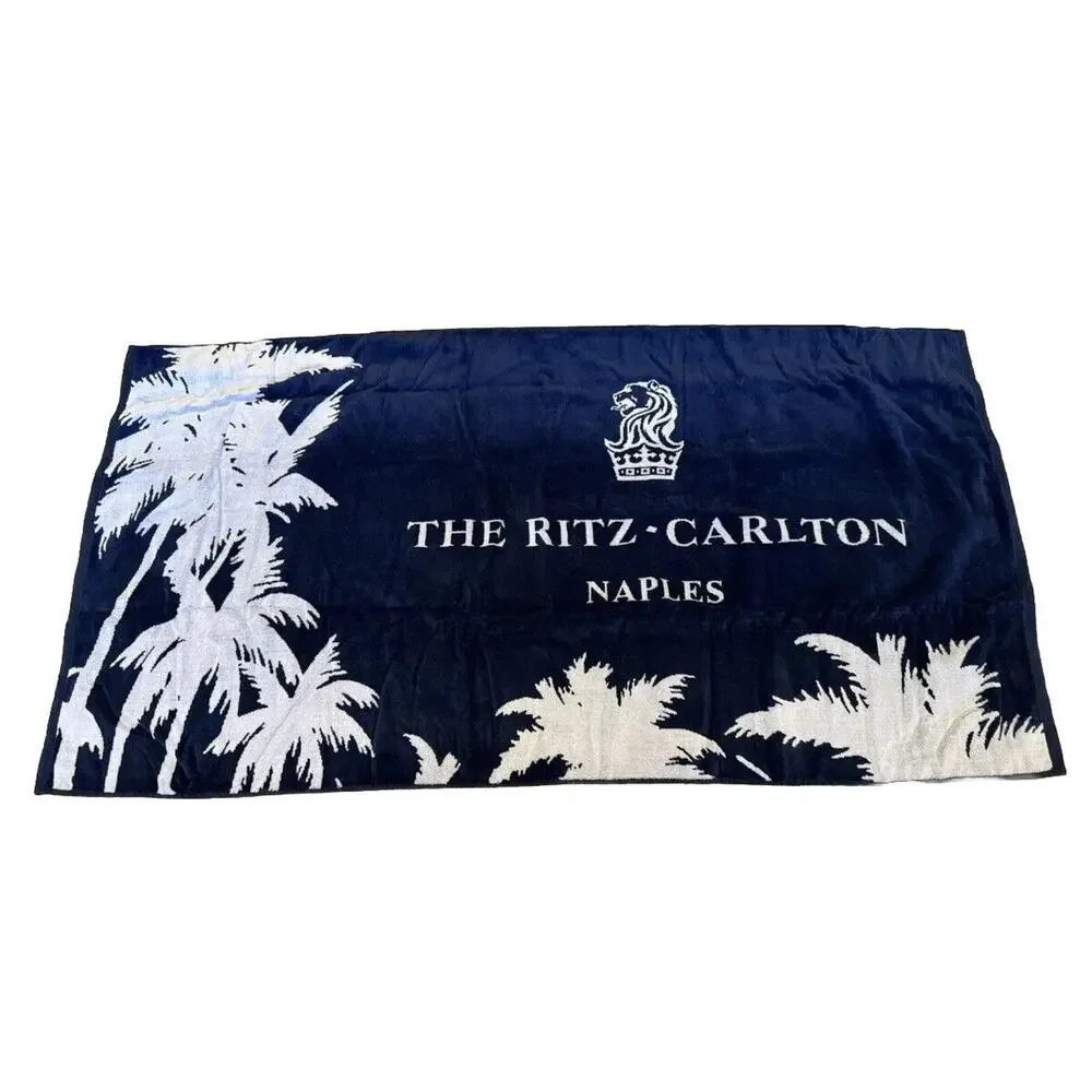 Ritz Carlton Naples florida beach Towel large  Lion Logo Navy Blue New Gift Rare